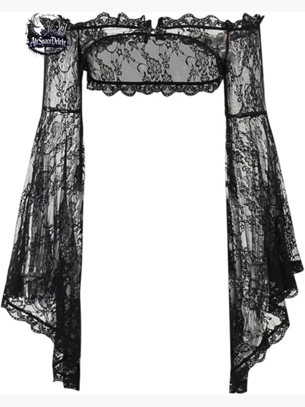 Goth Mesh Crop Top Long Sleeve Blouse Fitted Rave Festival Outfit
